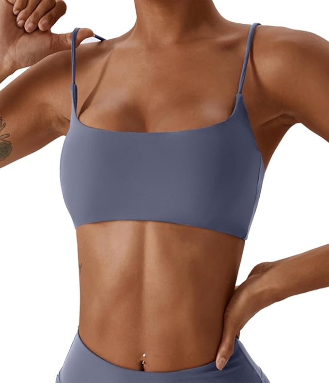 Comper Women's Sports Bras Wirefree Racerback Workout Bras Sexy Thin Straps Yoga Sport Bras with Removable Pads