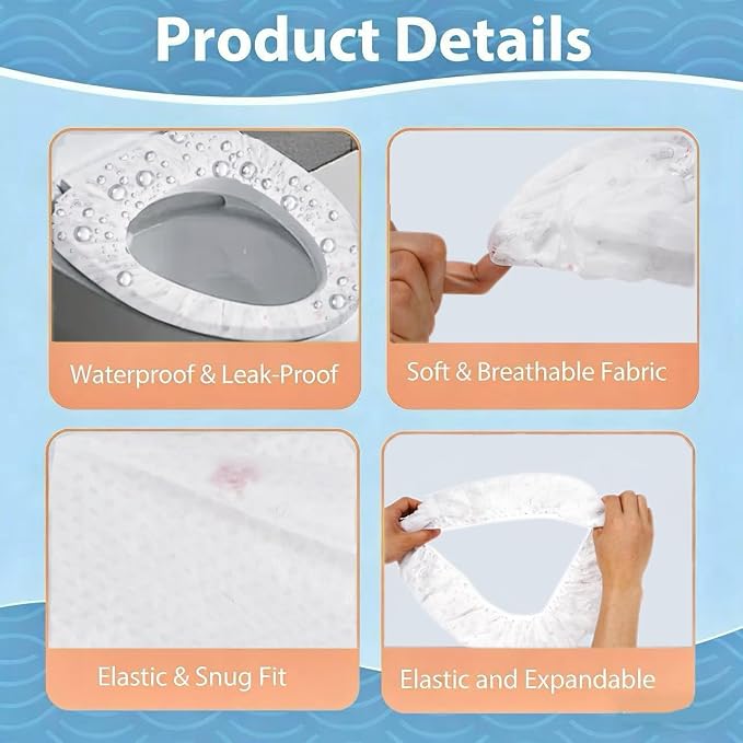 Disposable Toilet Seat Covers, 20 Pcs, Waterproof Non-Woven Fabric, Individually Wrapped, Portable for Travel, Hotel, Hospital, Public Toilet (Cartoon Print)
