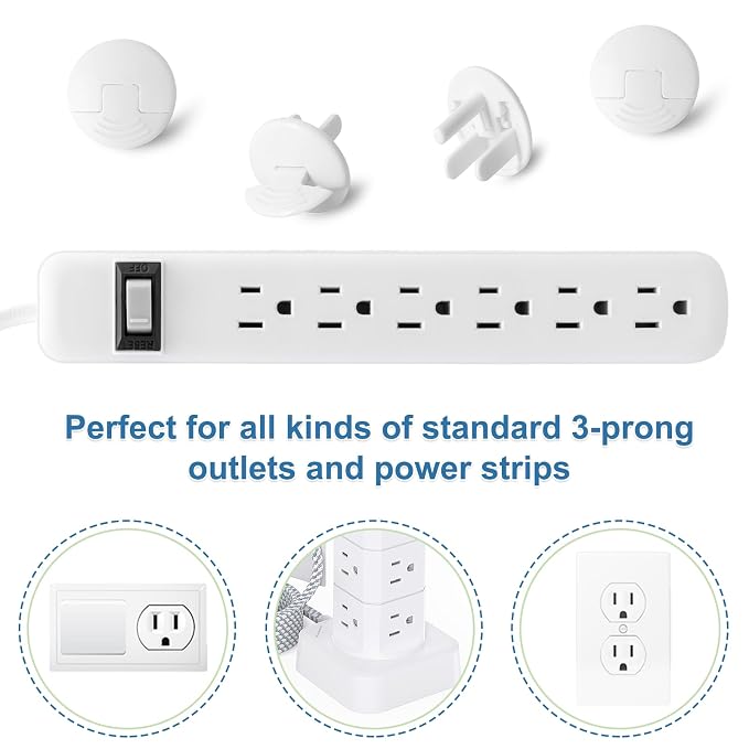 PRObebi Outlet Covers Baby Proofing White - 76 Pack Plug Covers for Electrical Outlets, Child Proof Socket Covers, Baby Safety Products for Home, Office, Easy Insatllation