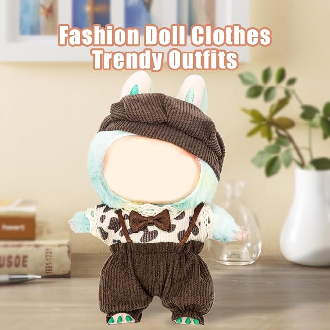 Clothes for 17cm Dolls(NO Doll) Outfit with Accessories Suit Cute Stylish Dress Up Set Corduroy Dress