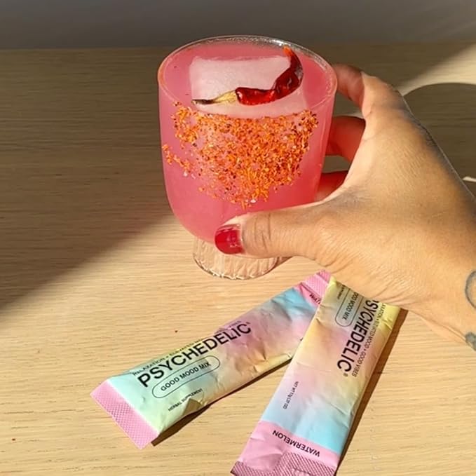 Psychedelic Water Good Mood Mix Watermelon Kava Drink Mix Packets - 250mg Noble Kava Root + Mucuna Pruriens - Vegan, Non-GMO, Gluten-Free - AlcoholFree Relaxation Drink - 14 Servings