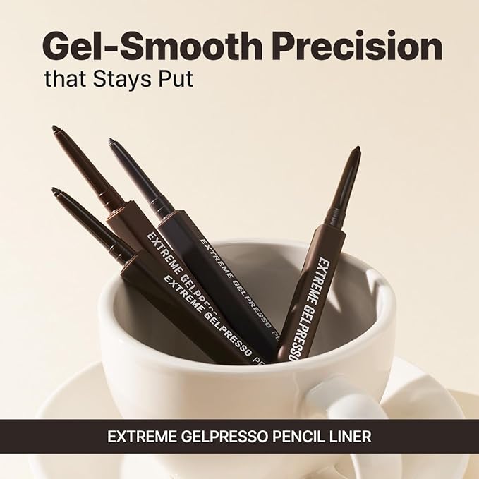 CLIO Extreme Gelpresso Pencil Eyeliner, Gel Smooth Waterproof Formula, One Swipe High Pigment Color, Smudge Resistant Long Wear, Creamy Glide, Blend Control, Defined Eye Precision (002 Deep Brown)