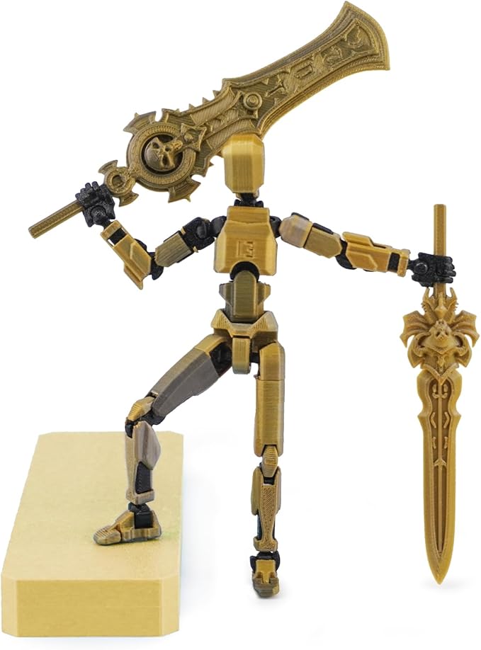 Dummy13 Action Figure Set | Pre-Assembled 3D Printed Titan and Robo Figures | Highly Articulated Robot Toys with Interchangeable Accessories | Perfect for Collectors and Hobbyists (Silver Black)