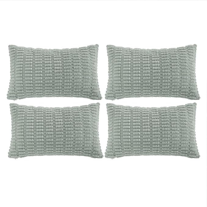Fancy Homi 4 Packs Decorative Throw Pillow Covers for Living Room Couch Bed, Modern Farmhouse Boho Home Décor Accent Cushion Case, 20" x 12", Grey Blue
