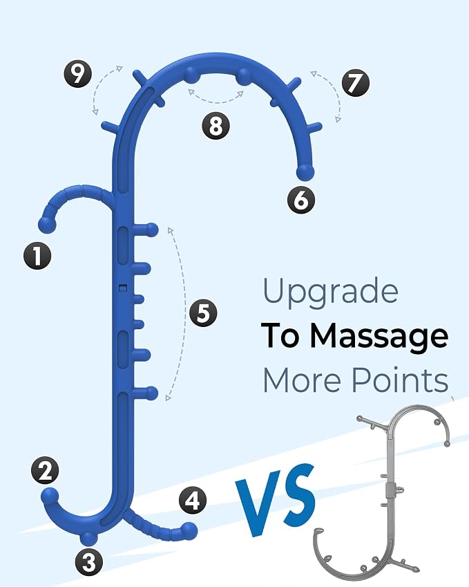 Back and Neck Massager for Pain Relief Deep Tissue, Upgraded Full Body Trigger Point Cane Massage Tools, Massage Stick Pressure Point Hook, Muscle Knot Remover Tool (Blue)