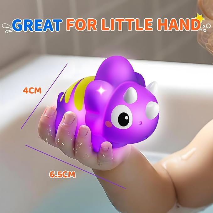 6 Packs Dinosaurs Light Up Bath Toys for Kids Ages 1-3, Water-Activated Toys Flash & Change Color, Bathtub Toys for Toddlers 2-4, Pool Floating Toys for 1 2 Year Old Boy Girl Gifts