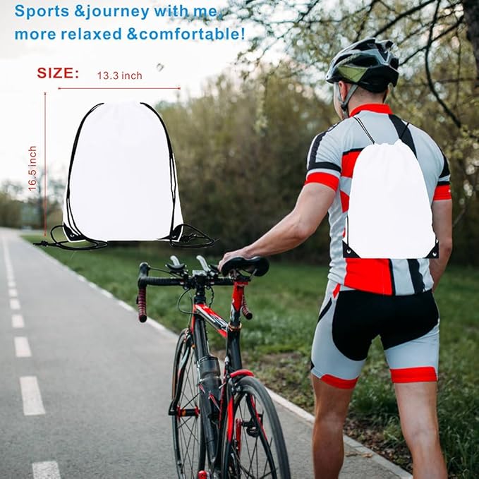 Drawstring Backpack Bulk 40 Packs Draw String Bags for Gym Sports Trip Pedestrianism Cinch Sack DIY for Women Men (white)