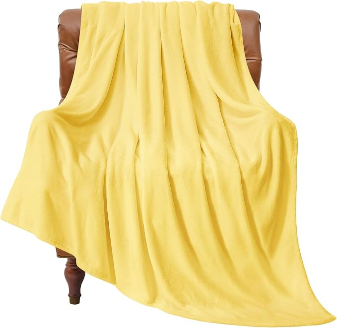 BEDELITE Fleece Blanket Soft Plush Twin Size Blanket Light Yellow 60"x80" | Ultra Soft Fleece, Plush Microfiber, Lightweight Warmth, All Season Comfort, Fade Resistant, Machine Washable, Couch Sofa Bed