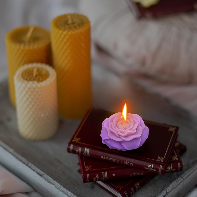3 Colors Peony Flower Shaped Low Temperature Candles Soy Wax Low Temperature Candle Used for Romantic Night Decoration