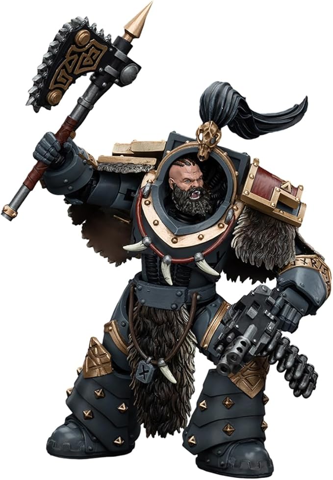JOYTOY1/18 Warhammer 40K Action Figure 5.59 inch Space Wolves Varagyr Wolf Guard Squad Varagyr Thegn The Horus Heresy Collection Model Birthday Gift