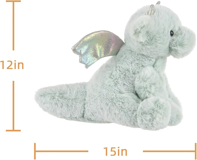 Apricot Lamb Toys Plush Green Plush Dragon Dinosaur Stuffed Animal Soft Cuddly Perfect for Child （Medium, 12 Inches ）