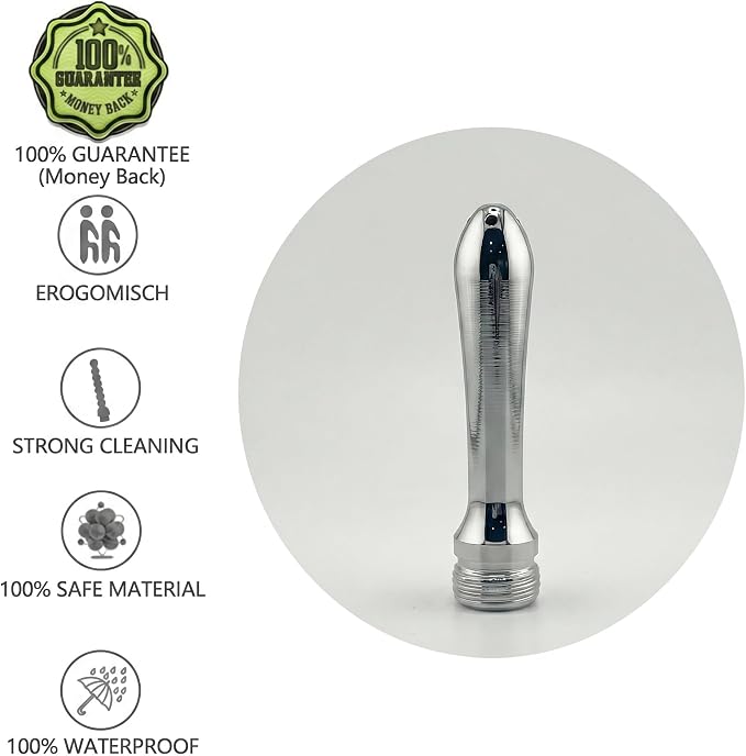 5 Holes Aluminum New Nozzle Clean Shower Head, Aluminum Cleaner Flushing Cleansing System,Shower enemas for Colon Cleanse Men and Women(with velevt Bag)