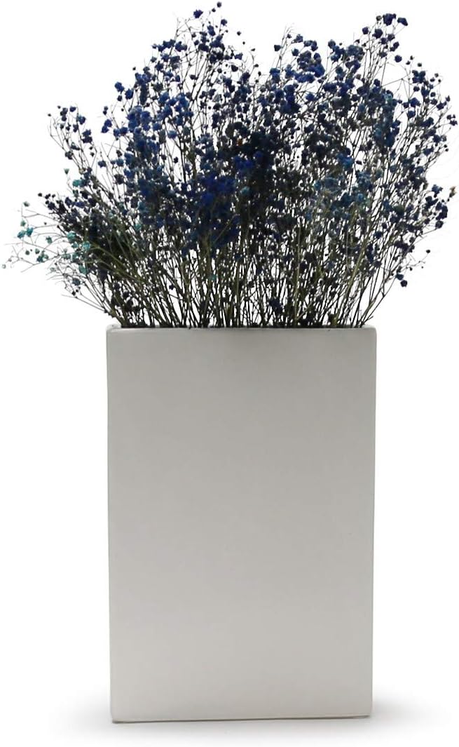 WGV Rectangle Block Ceramic Vase Bulk 8" x 2.5" x 12"H White Tall Narrow Planter Terrarium Floral Centerpiece for Wedding Event Home Decor 6 Pieces