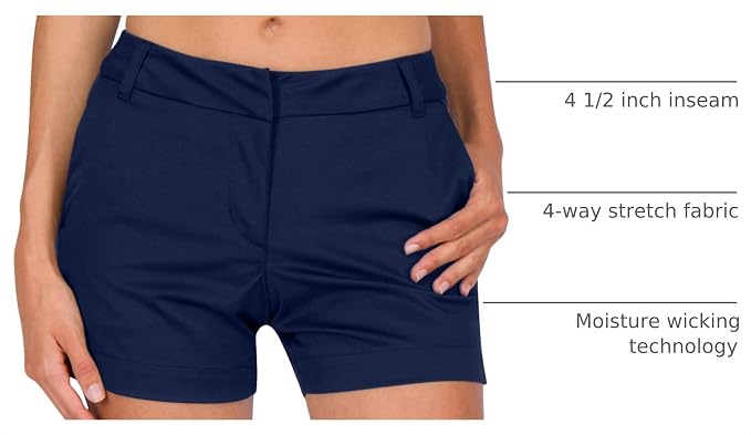 Three Sixty Six Womens Golf Shorts 4 ½ Inch Inseam - Quick Dry Active Shorts with Pockets, Athletic and Breathable