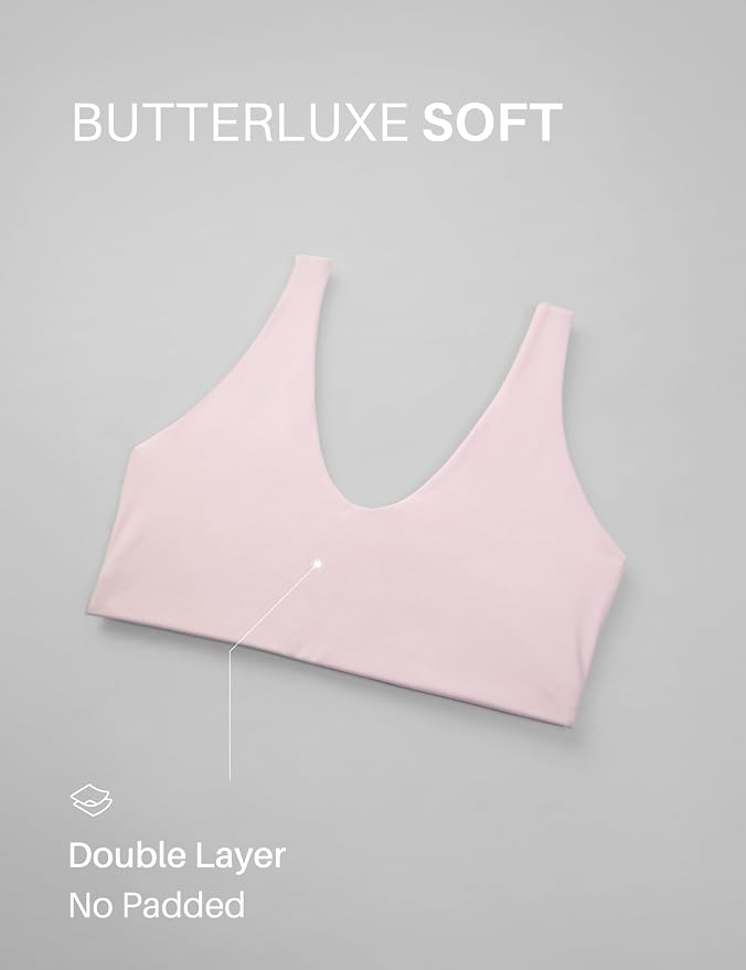 CRZ YOGA Butterluxe Soft Double Lined Scoop Neck Sports Bras for Women - Adjustable Straps Yoga Crop Top Non Padded