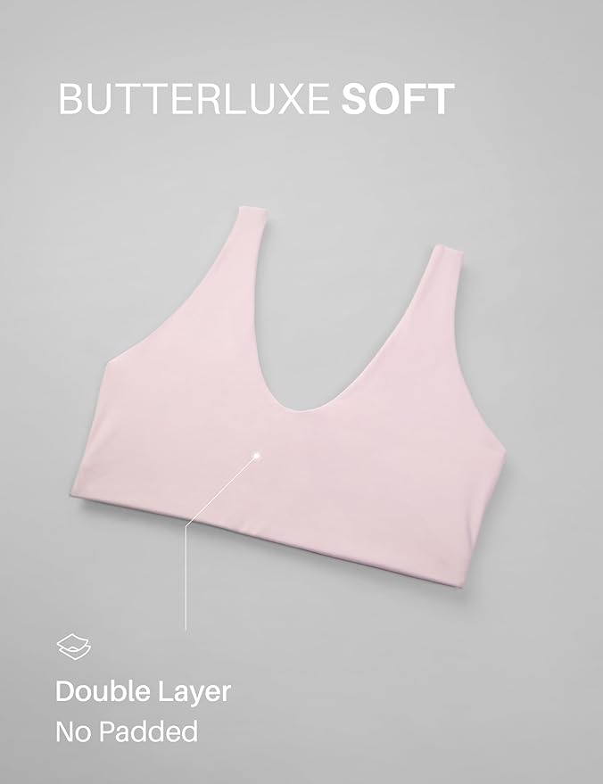 CRZ YOGA Butterluxe Soft Double Lined Scoop Neck Sports Bras for Women - Adjustable Straps Yoga Crop Top Non Padded