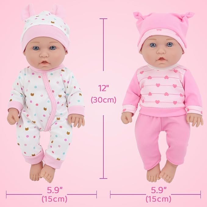 ZITA ELEMENT 12″ Baby Doll Playset with Doll Clothes and Accessories Includes Doll Clothes, Rabbit Toy, Feeding Set for New Born Baby Doll for Toddlers 3 Ages and Up