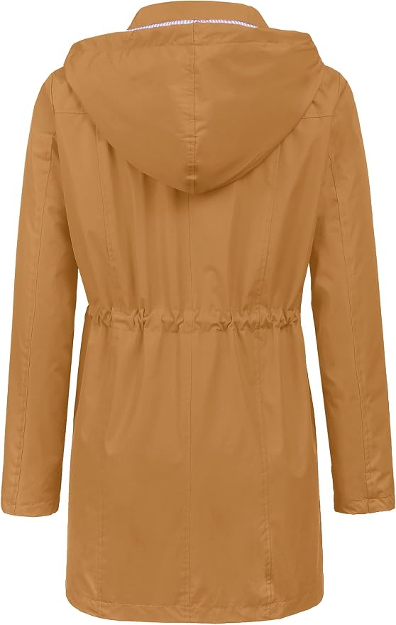 LOMON Raincoat Women Waterproof Long Hooded Trench Coats Lined Windbreaker Travel Jacket S-XXL