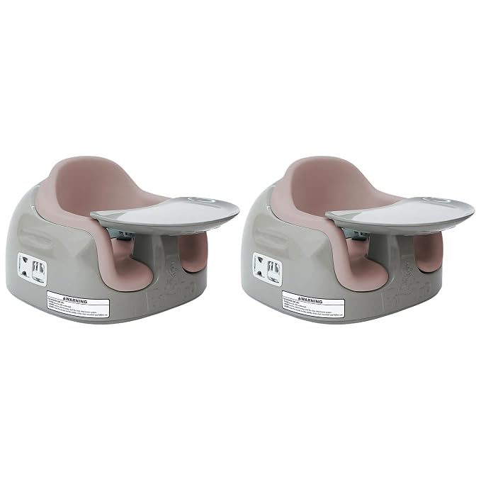 Bumbo 2 Pack 3-in-1 Multi-Seat for 6 to 36 Months, Travel Baby Feeding & Play Floor Seat, All-in-One Portable Booster with Tray & Toddler High Chair, Breige/Sonoran Rose (2 Pack)