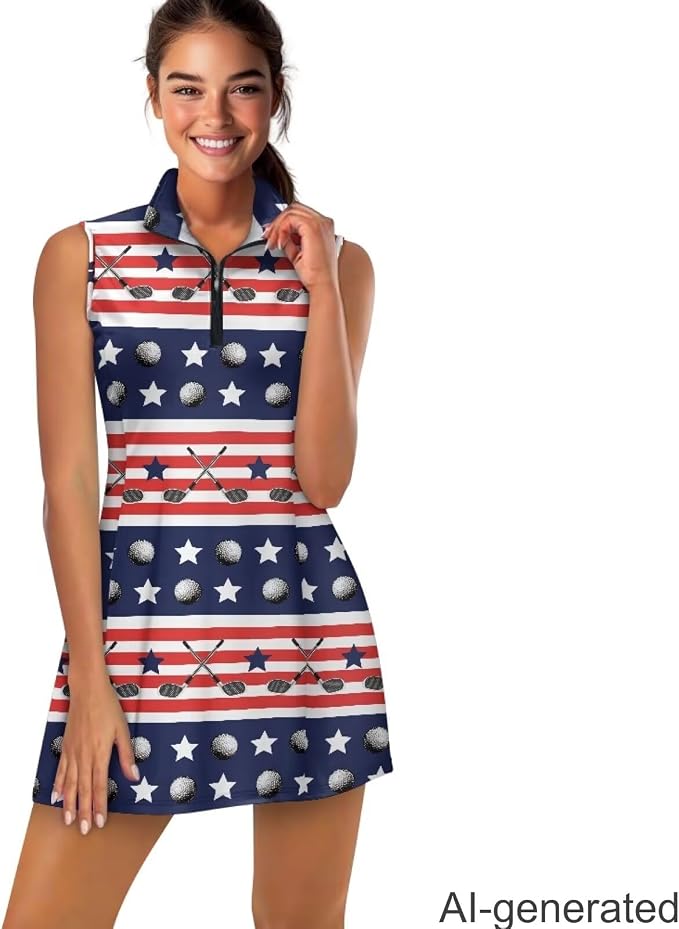 Golf Dress Tennis Dresses for Women with Built in Shorts and Pockets Sleeveless Athletic Dress Workout Dress