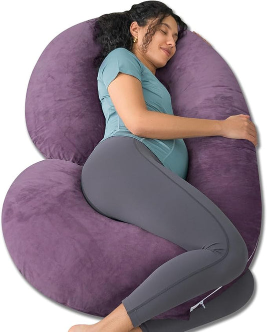 INSEN Pregnancy Pillow,Maternity Body Pillow with Velvet Cover,C Shaped Body Pillow for Sleeping, Purple