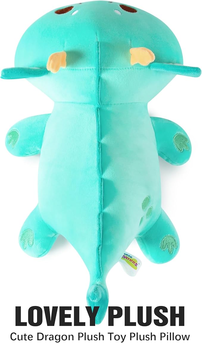 Onsoyours Chubby Dragon Stuffed Animal Adorable Plushies Soft Huggable Plush Pillow Kawaii Cute Dragon Plushie Toy for Kids (Cyan Dragon, 10")