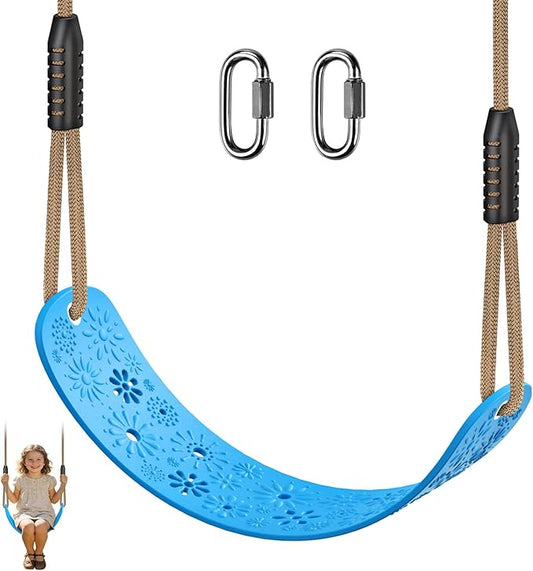 SELEWARE Swing Set Accessories Kids Swing Seat with Adjustable Rope Backyard Swingset Replacement for Both Indoor and Outdoor use Stylish Design Support 500 lbs, Blue