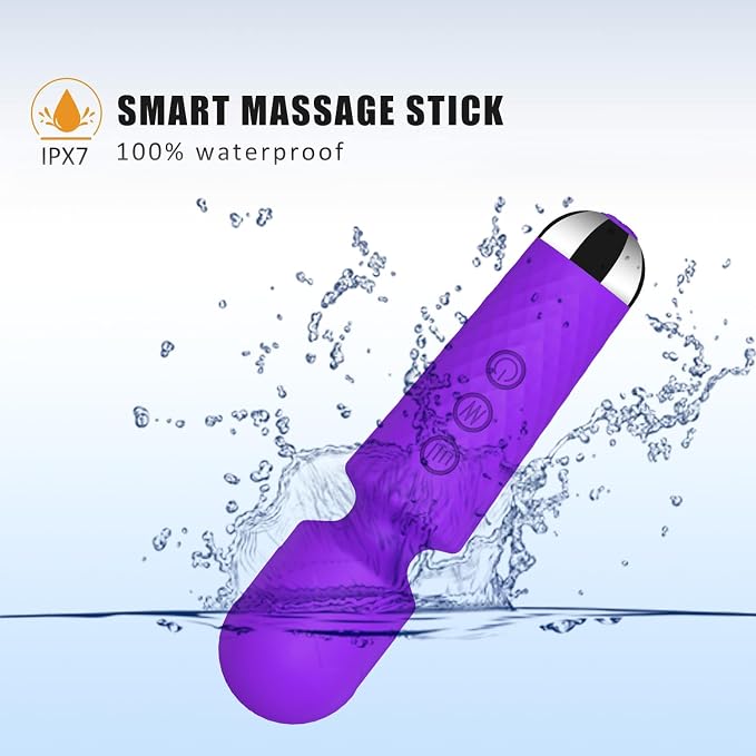 CHARMING Personal Back Massager - Handheld 20 Patterns 8 Speeds - Quiet & Waterproof - Vibrating Wand for Neck, Back Pain, ravel Friendly Relaxation Tool - (Purple)