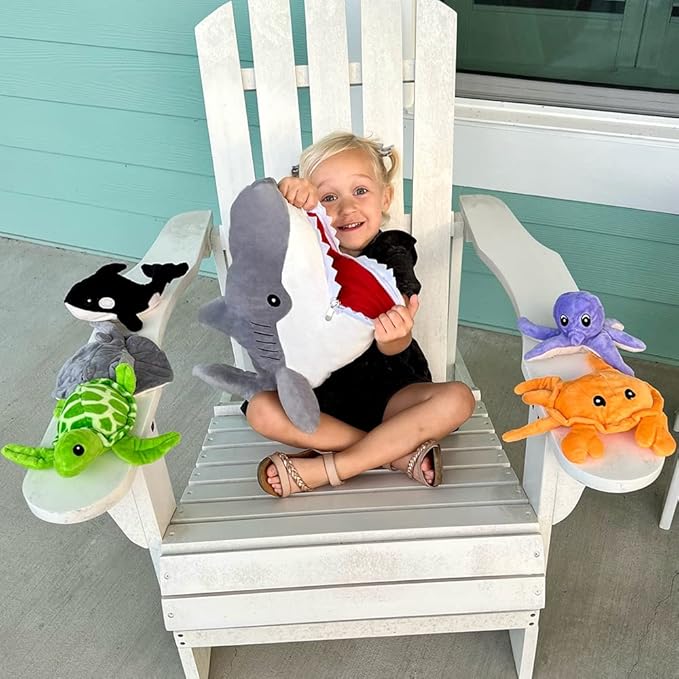 Muiteiur 23" Shark Stuffed Animal Set, Soft 5-in-1 Ocean Creature Plush, Large Whale Shark Plush Toy Gift for Kids, Girls, Boys, Birthday