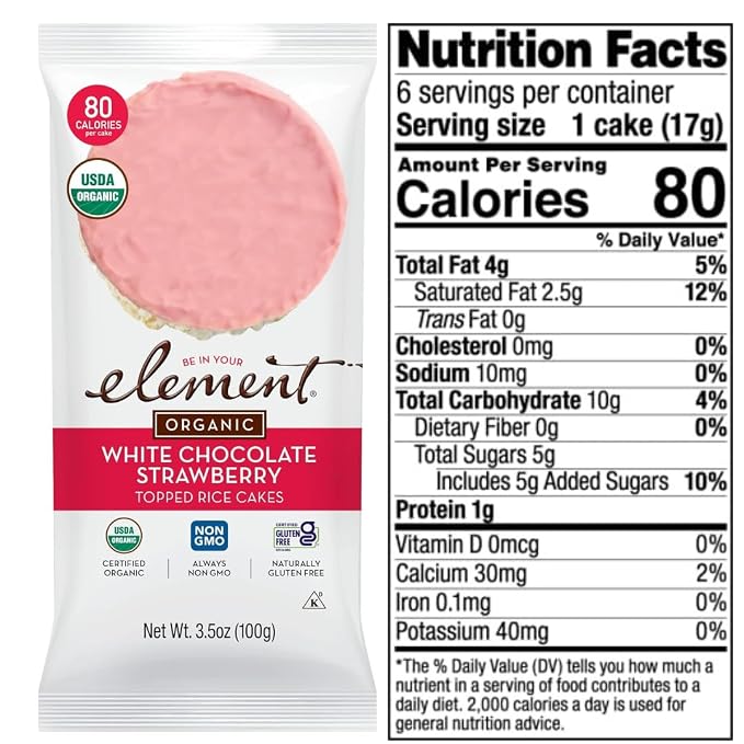 Element Snacks Rice Cake Variety Pack (6 Pack) – Strawberry & Cream, Peanut Butter, Mini Dark Chocolate, Milk Chocolate, Vanilla Orange & Dark Chocolate – Light Crispy Snack for Home, Work, Events & On-the-Go