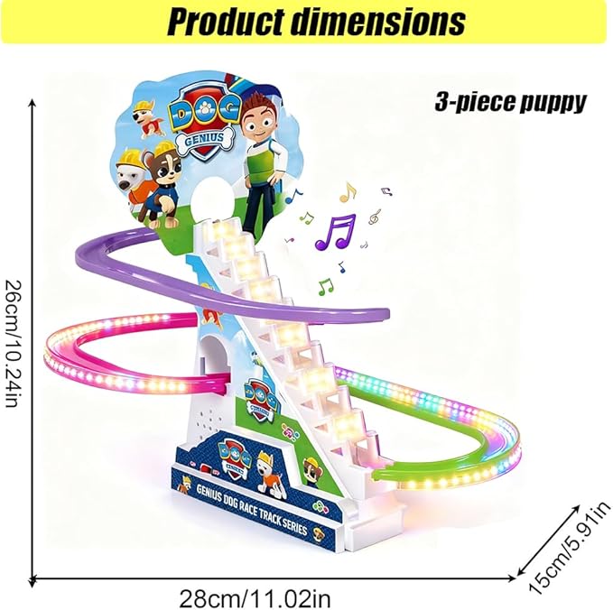 Dogs Climbing Toy Set Electric Light Slide Climbing Toys for Automatic Stairs,Playful Santa Race Game Christmas Roller Climbing Toys with LED Light and Music for Toddlers Boys Girls