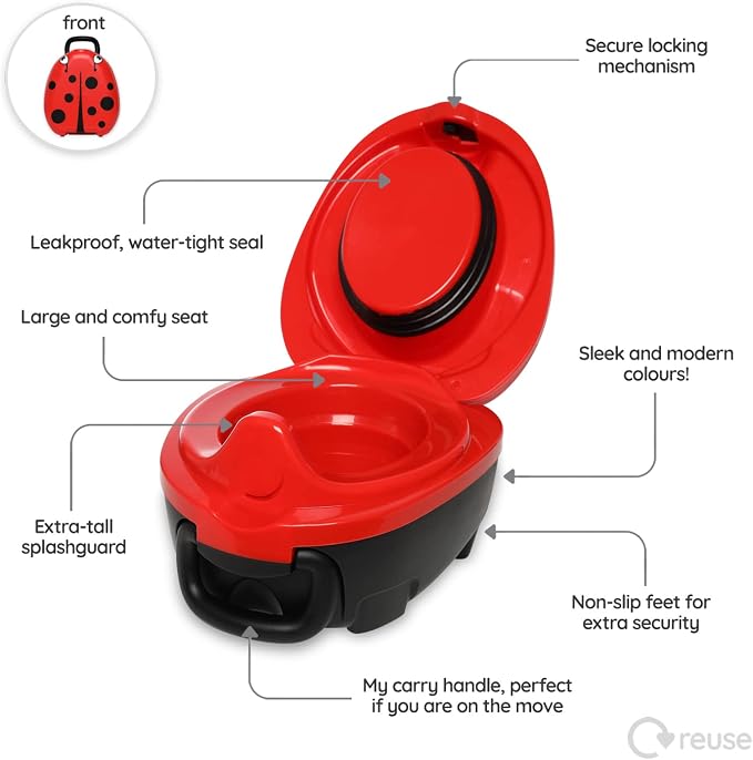 My Carry Potty - Ladybug Travel Potty, Award-Winning Portable Toddler Toilet Seat for Kids to Take Everywhere