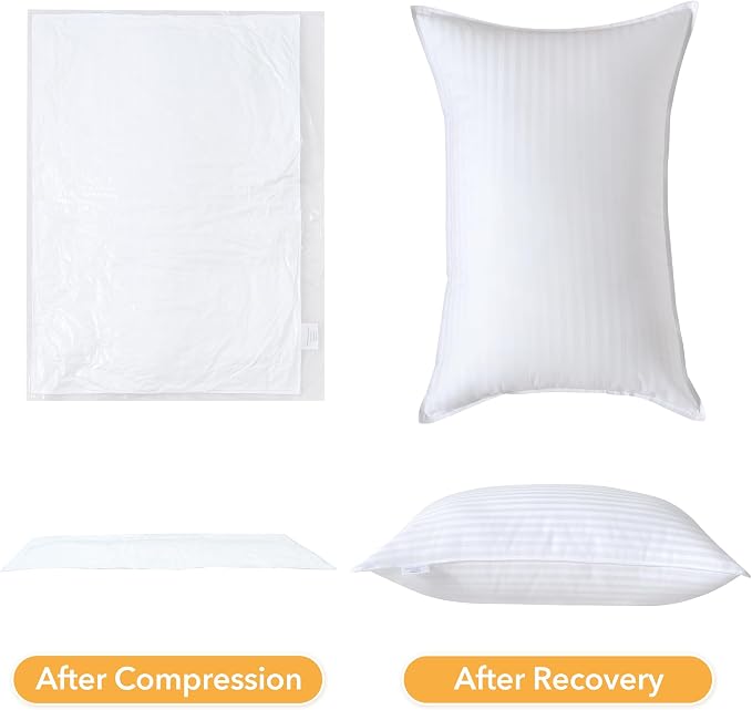 Oubonun King Size Pillows Set of 2, 20 x 36 Inch | Fluffy & Supportive Down Alternative Pillows with Zippered Cotton Cover - Breathable and Cool for All Sleeping Positions