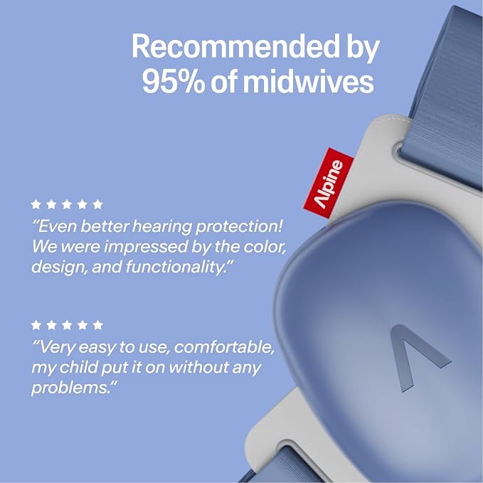 Alpine Muffy Baby Comfort - Protects Hearing for Babies and Toddlers - CE & ANSI Certified - Headband for Safe fit & Comfort - Adjustable for Ages 3-48 Months - 24dB Sound Reduction, Denim
