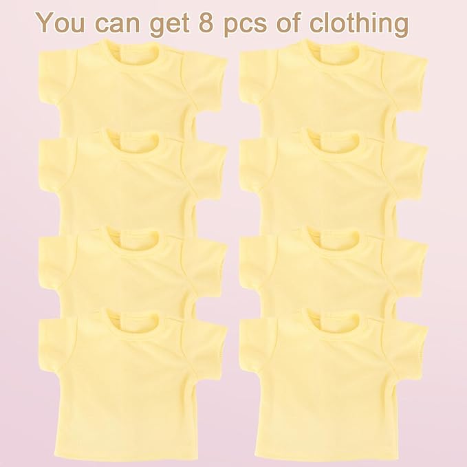 8-Pack Yellow Blank T-Shirts for 17-18 Inch Bears | Thick DIY Stuffed Animal Canvas Clothes (Yellow)