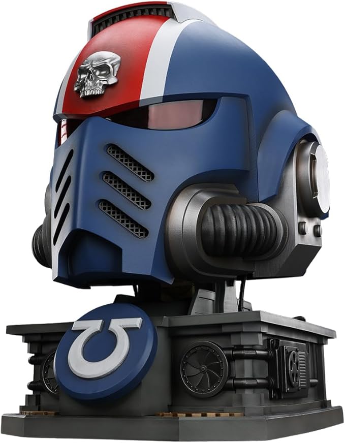 JOYTOY Warhammer 40,000 1/18 Action Figure-Ultramarines Lieutenant Titus' MKX Helmet & Display Stand-Collection Model Birthday Gifts JT01697