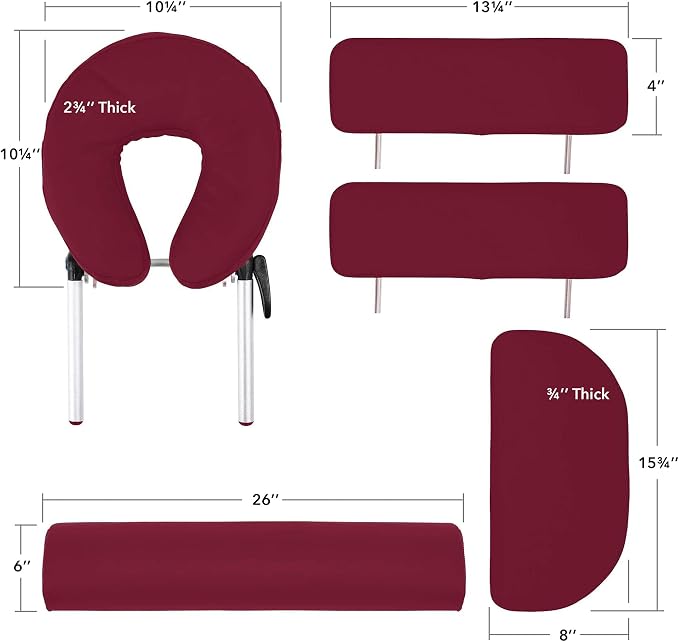 Saloniture Professional Portable Massage Table with Backrest - Burgundy
