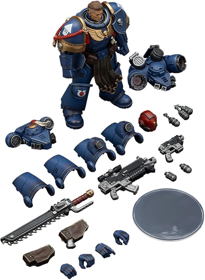 JOYTOY 1/18 Action Figure Warhammer 40,000 Ultramarines Brother Chairon-Sergeant Gadriel-Lieutenant Titus-Collectors Edition 3PCS Collection Model Birthday Gifts
