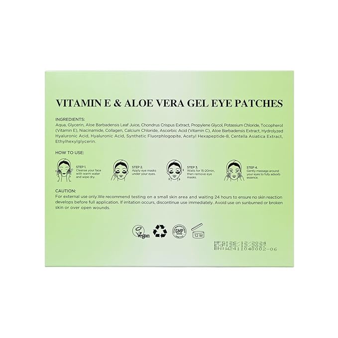 Yeokoe Under Eye Patches for Dark Circles,Puffy Eyes,20 Pairs Face Masks SkinCare With Vitamin E and Aloe Vera Gel for Rejuvenate