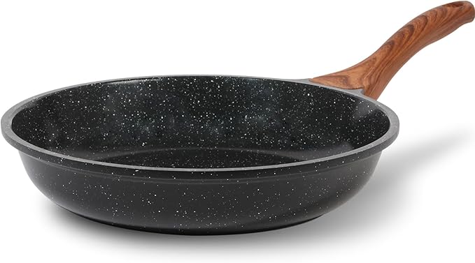 ESLITE LIFE Nonstick Ceramic Frying Pan Skillet, Non-Toxic Egg Omelette Kitchen Cooking Pans Compatible with All Stovetops (Gas, Electric & Induction), PTFE & PFOA Free (Black, 9.5'')
