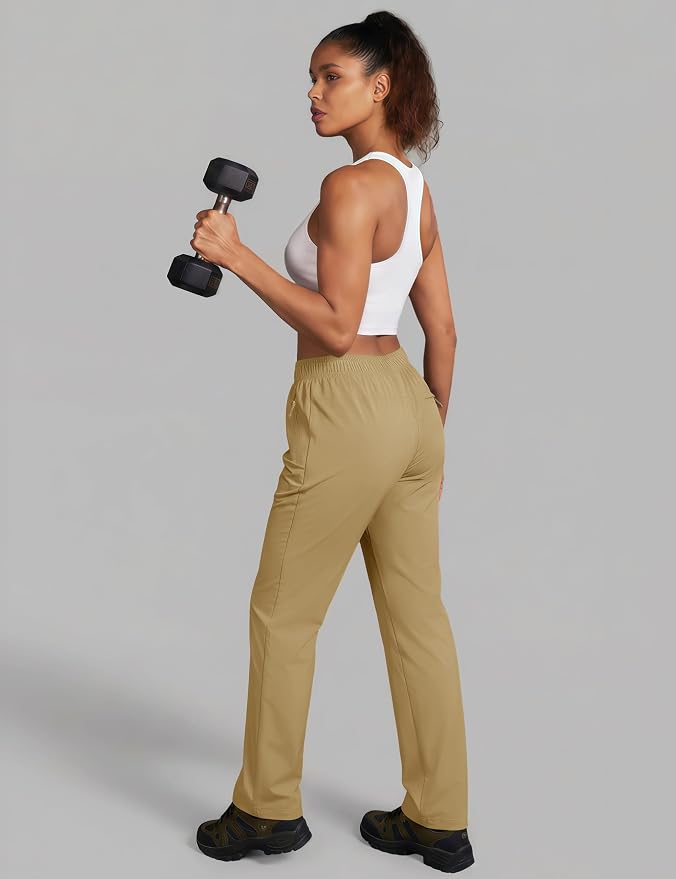 MAGCOMSEN Women's Hiking Pants Lightweight Quick Dry UPF 50 Water Resistant Elastic Waist Golf Travel Pants Zip Pockets