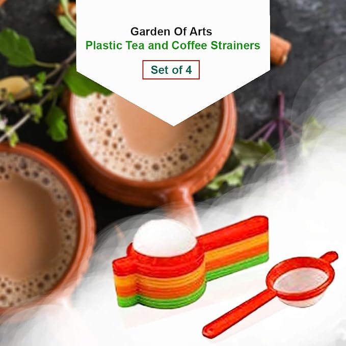 Plastic Tea and Coffee Strainers, Multicolour (Set of 4) Colour May Vary (Plastic Set of 4 Tea Strainer)