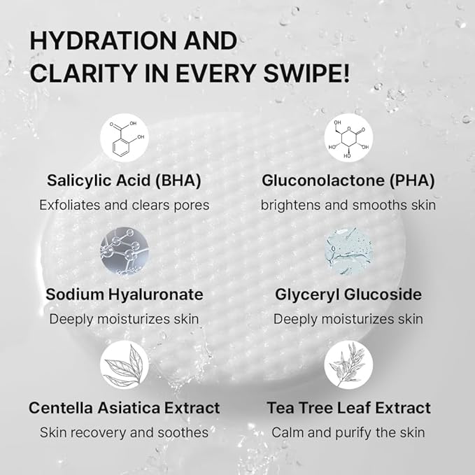 Needly Daily Toner Pad I Exfoliating Pads for Face with BHA & PHA(80 Pads), Deep Hydration, Pore Minimizer for Face, Centella, Tea Tree, High Volume Essence, Extra Large Cotton Pad, Korean Skin Care
