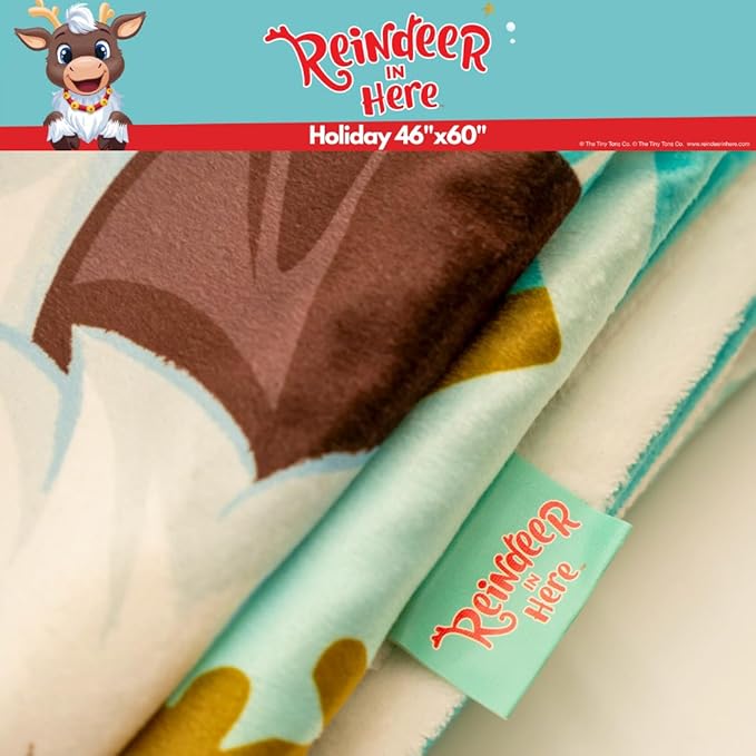 Reindeer in Here Holiday Christmas Kids Bedding Soft Plush Blanket Throw, 46 in x 90 in, (Officially Liensed Product) by Franco