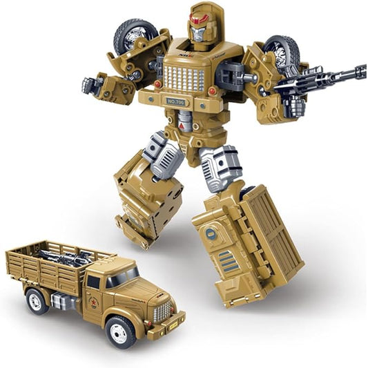 Yellow Children's Toy Transform Robot Alloy Truck Deformation Robot Inertia Sliding Alloy car Model Action Fiqure Toy