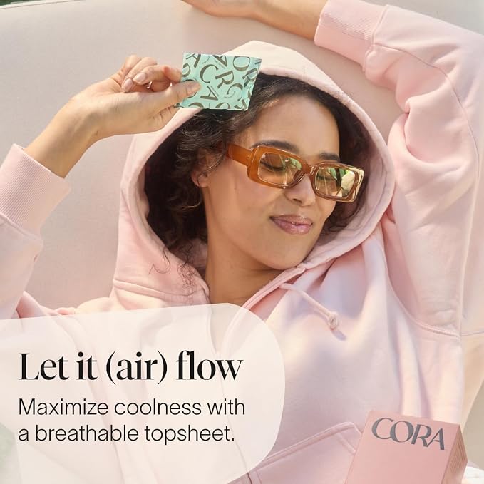 Cora 100% Organic Cotton Topsheet Period Liners (42 Regular Period Liners)