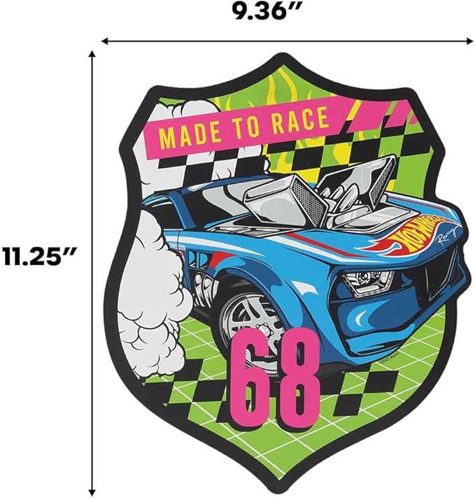Hot Wheels Made to Race Wood Wall Decor - Bold Hot Wheels Racing Sign Featuring Blue Muscle Car Art