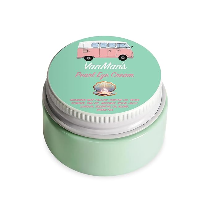 VanMan’s Pearl Eye Cream with Grass Fed Beef Tallow – Brightening and Smoothing Under Eye Cream with Wild-Caught Pearl Powder and Royal Jelly – No Fillers, 0.5 Ounces