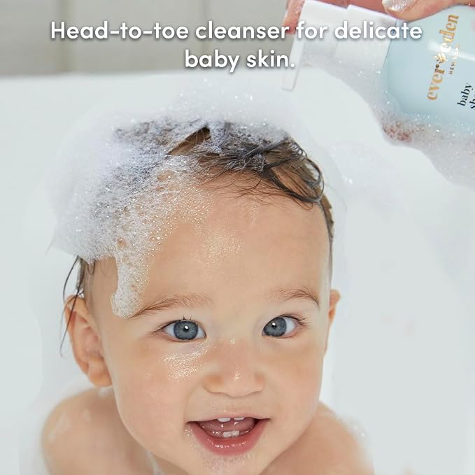 Evereden Baby Shampoo & Body Wash 2-in-1, 8.5 fl oz | Gentle, Non-Toxic, Fragrance-Free, Hydrating Formula for Sensitive Skin (Pack of 2)