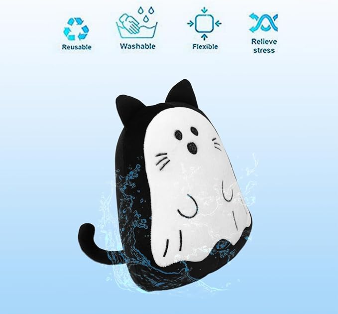 Halloween Cat Ghost Plush Cat Stuffed Animal Cute Halloween Plushies Pillow Soft Plushie Doll Gifts for Kid Decor (10 Inch)